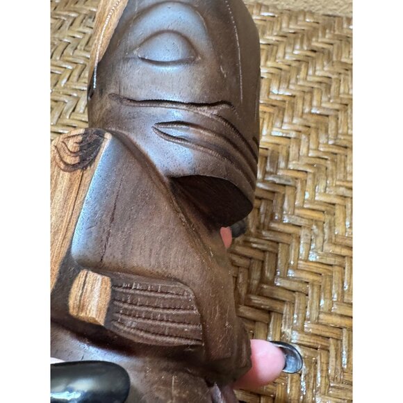 Hand-Carved Wooden Tiki Figurine Statue Decor 8" Tall - Picture 7 of 10